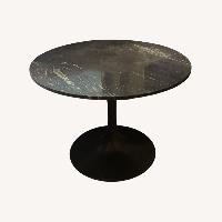 Round Black Marble Pedestal Dining Table – Modern
