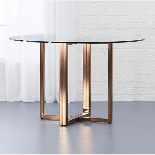 Used CB2 Silverado Round Glass Dining Table for sale on AptDeco