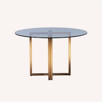 CB2 Silverado Round Glass Dining Table