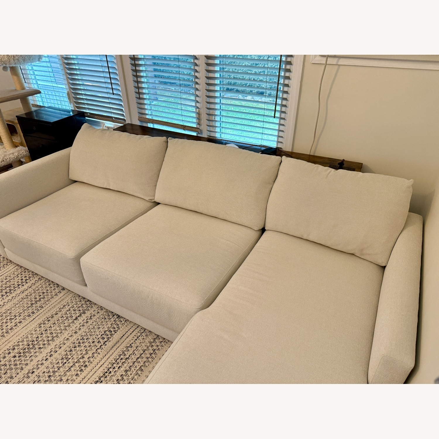 Crate & Barrel White Fabric Chaise Lounge - image-3