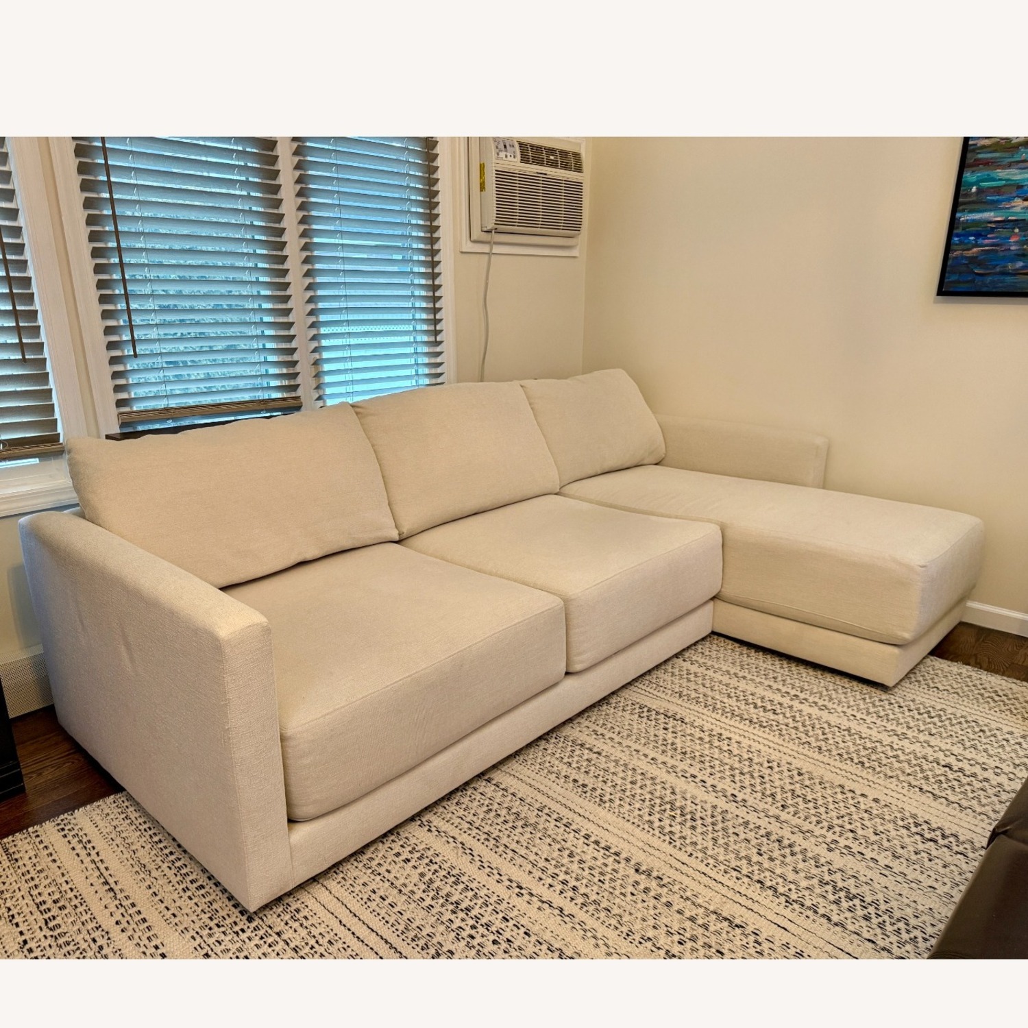 Crate & Barrel White Fabric Chaise Lounge - image-1