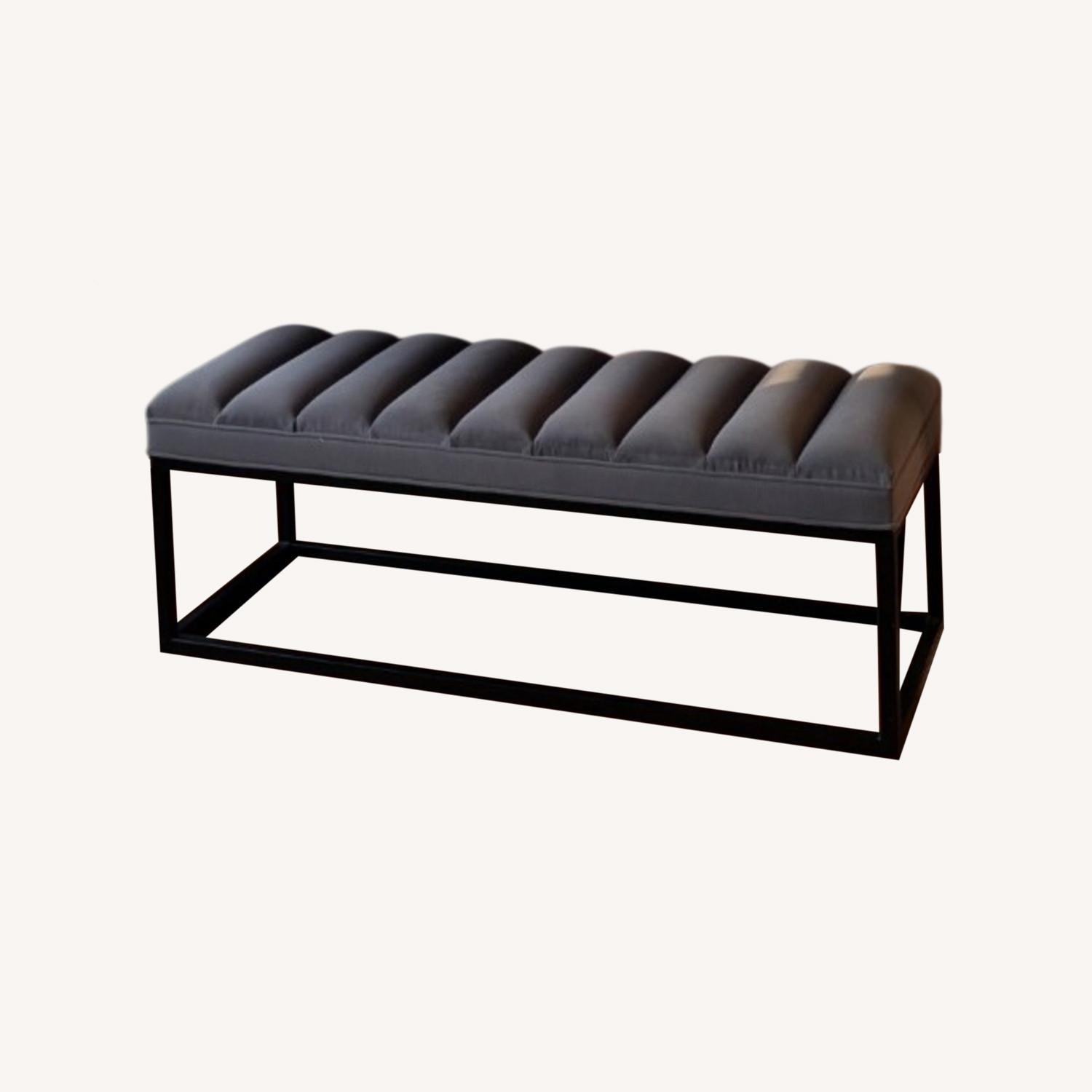 Arhaus Dark Gray Fabric Bench - image-0