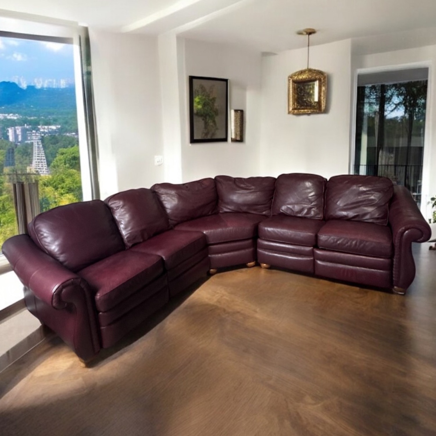 Bradington Young Red Leather Reclining Sectional - image-9