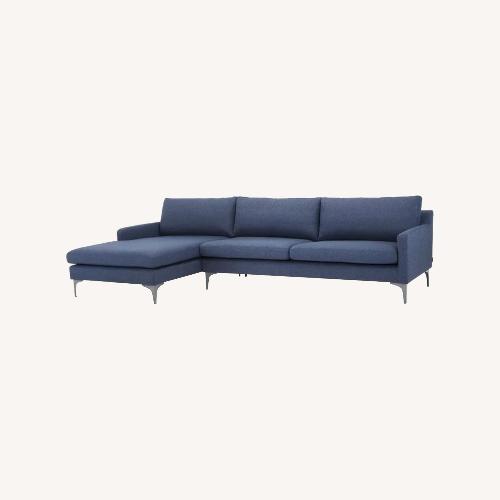 Used AllModern Jones 2 Blue Velvet 2 Piece Sectional for sale on AptDeco