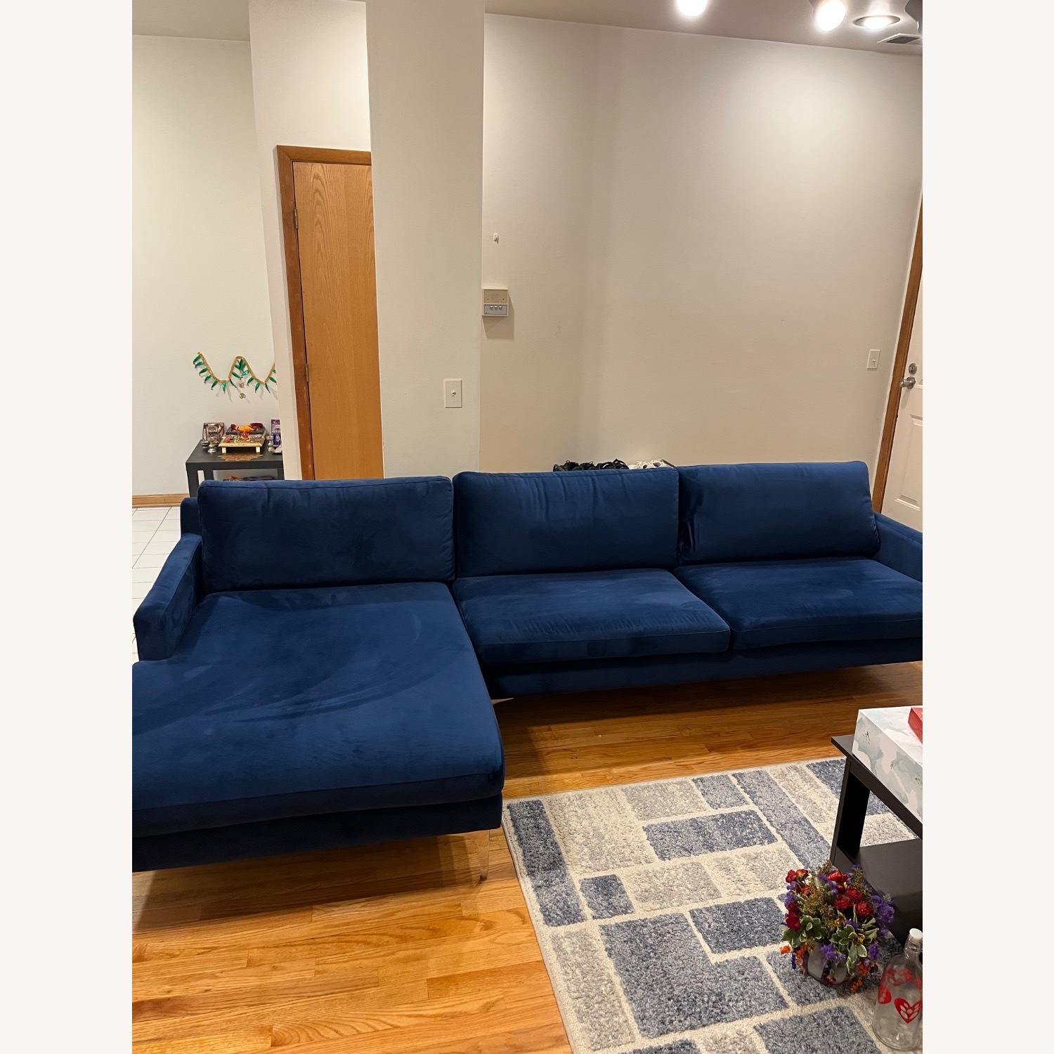 AllModern Jones 2 Blue Velvet 2 Piece Sectional - image-2