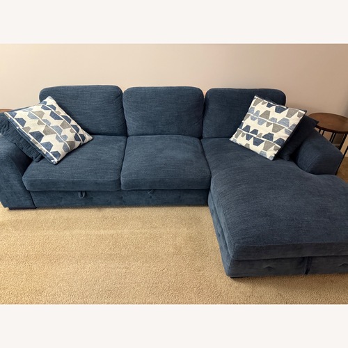 Used Playground Navy 116'' 2 Piece Right Arm Facing Pop-Up Sleeper Chaise Sectional for sale on AptDeco