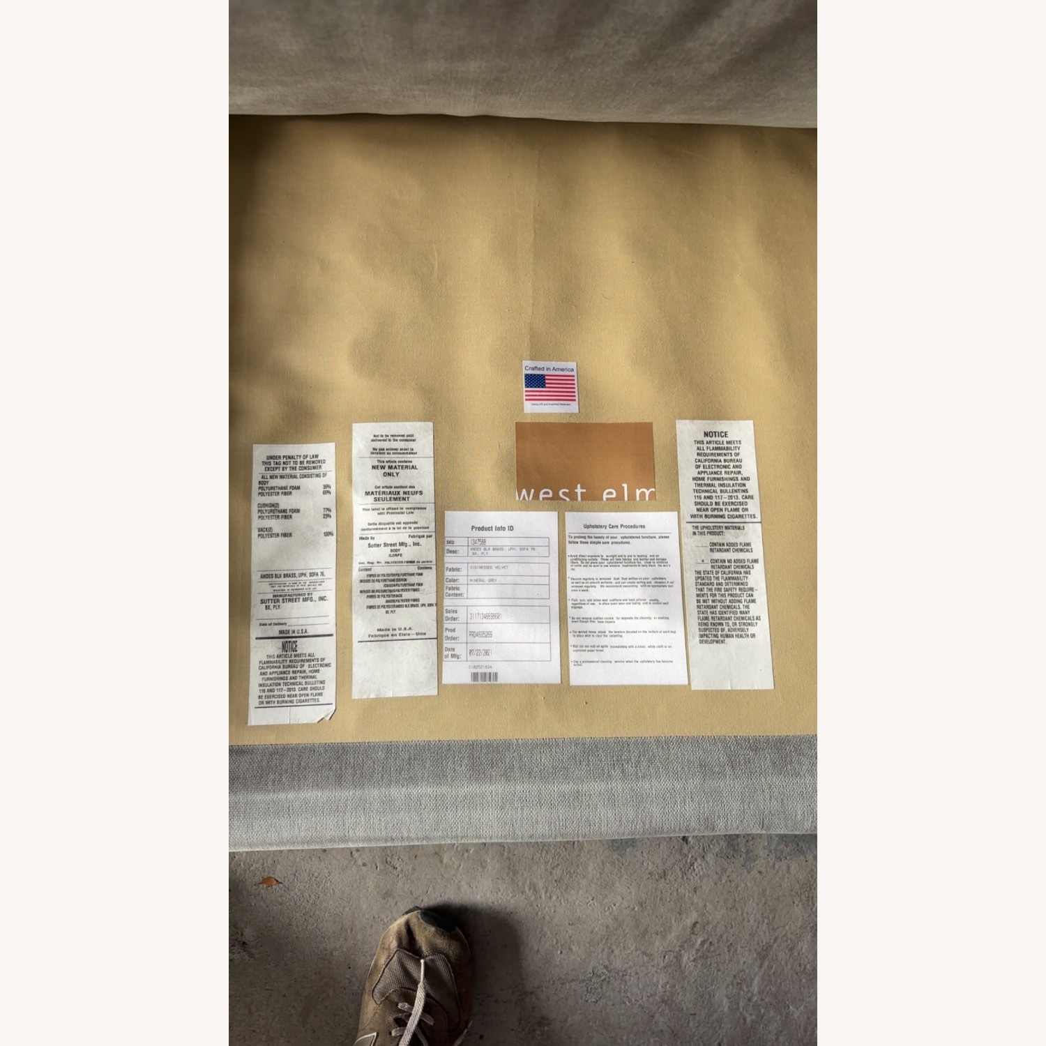 West Elm Andes Light Gray 2 Seater Sofa - image-1