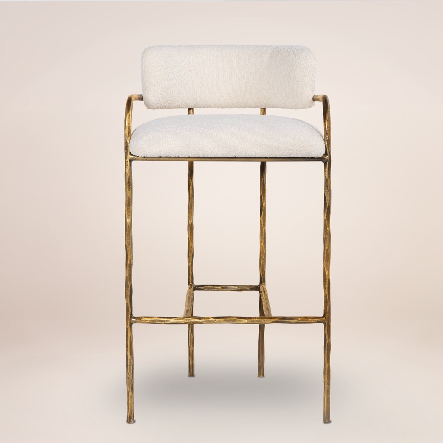 Elysian Luxury Ivory Boucle Bar Stools - image-1