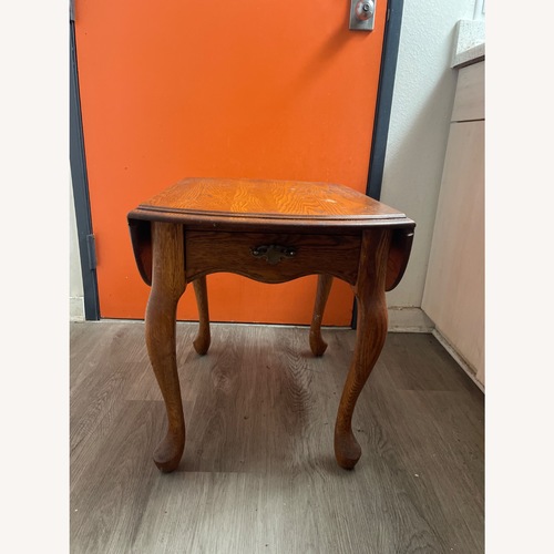 Used Vintage Foldable Table Light Brown Wood Side Table for sale on AptDeco