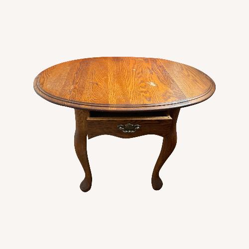 Used Vintage Foldable Table Light Brown Wood Side Table for sale on AptDeco