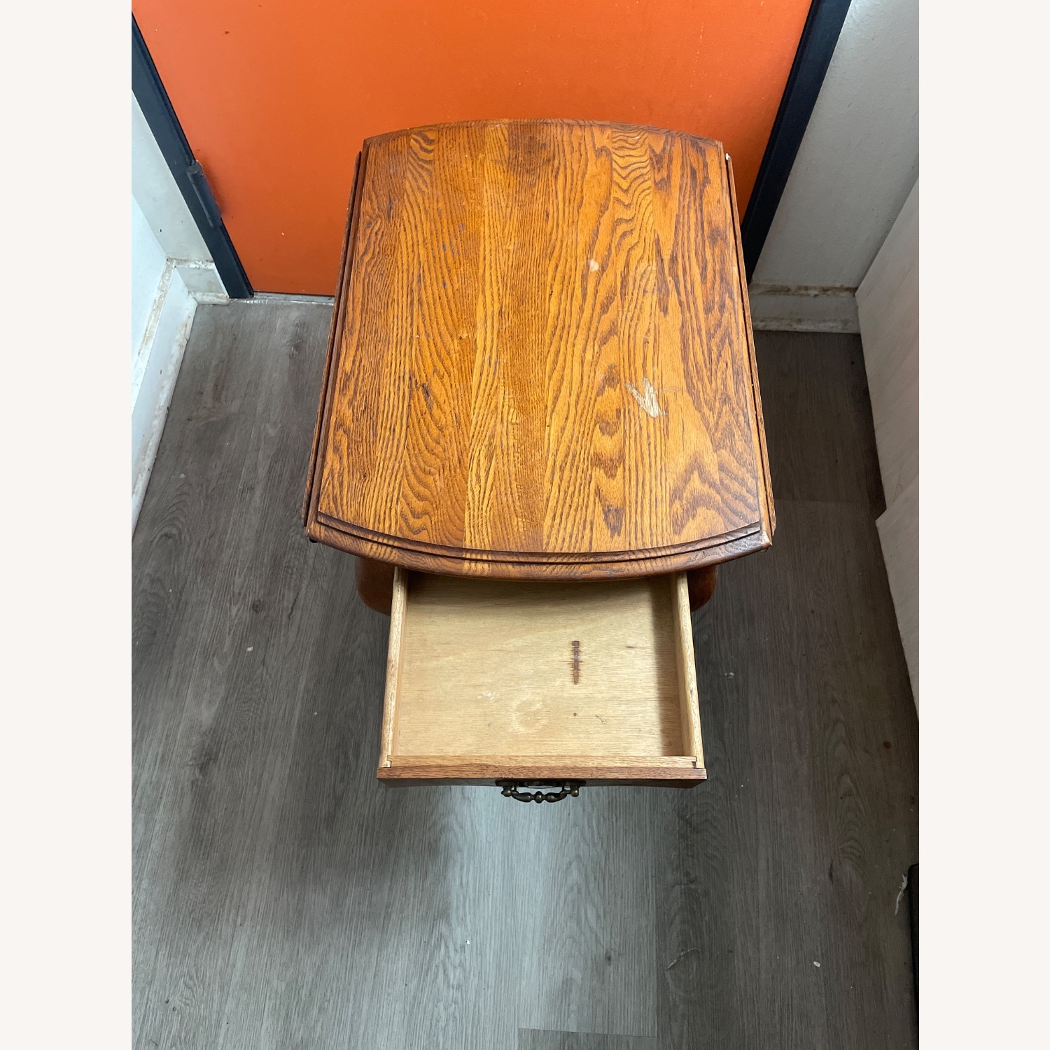 Vintage Foldable Table Light Brown Wood Side Table - image-1