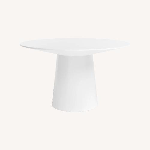 Used Joss & Main Adara Pedestal Dining Table in White for sale on AptDeco