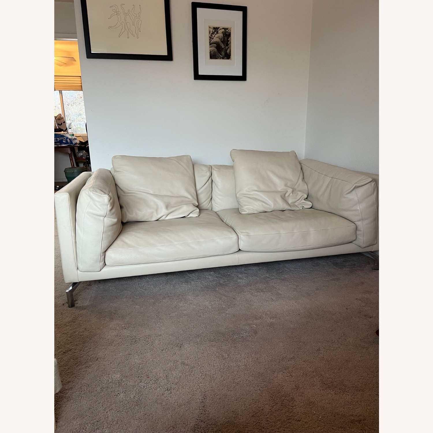 Design Within Reach Como White Leather 3+ Seater Sofa - image-1