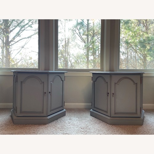 Used Ethan Allen Hexagonal Storage Side Table for sale on AptDeco