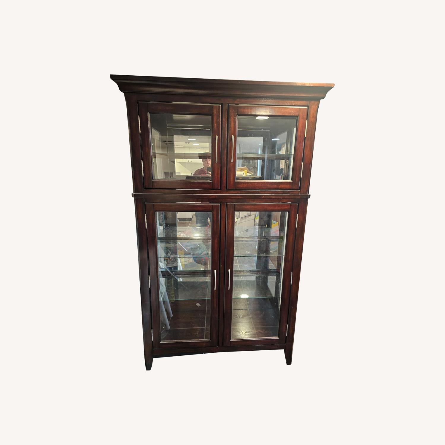 Dark Brown Wood Sideboard Display Cabinet - image-0