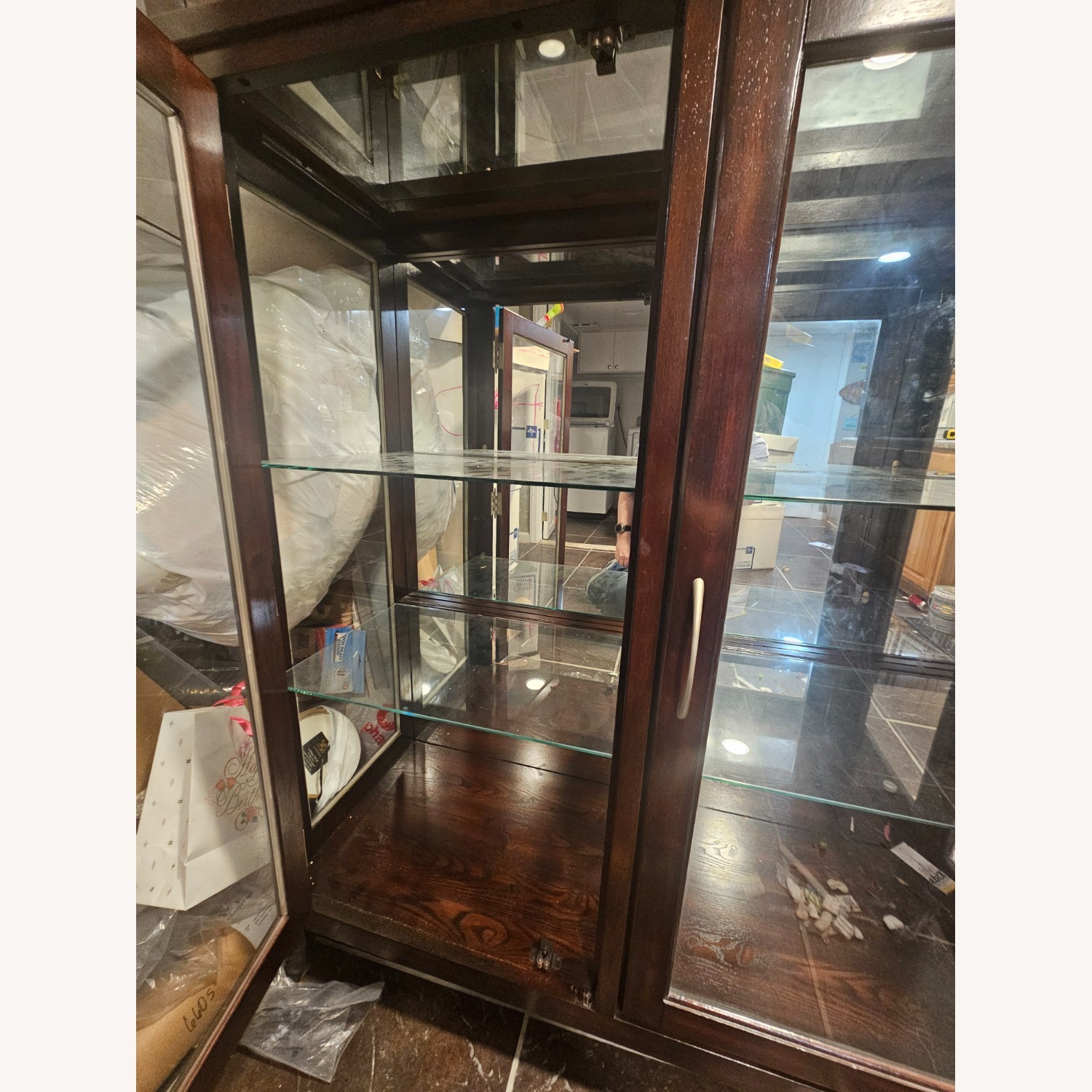 Dark Brown Wood Sideboard Display Cabinet - image-8