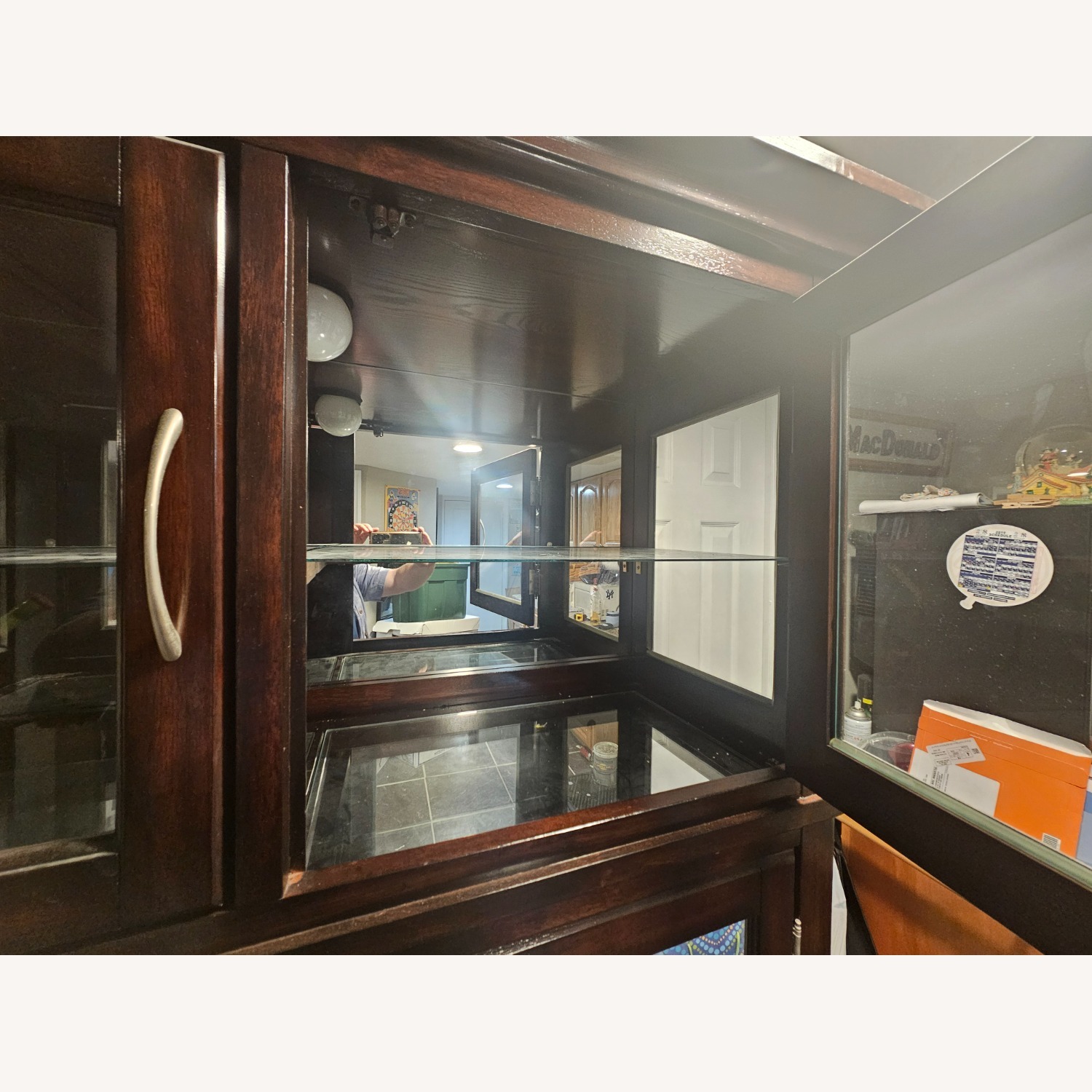Dark Brown Wood Sideboard Display Cabinet - image-5