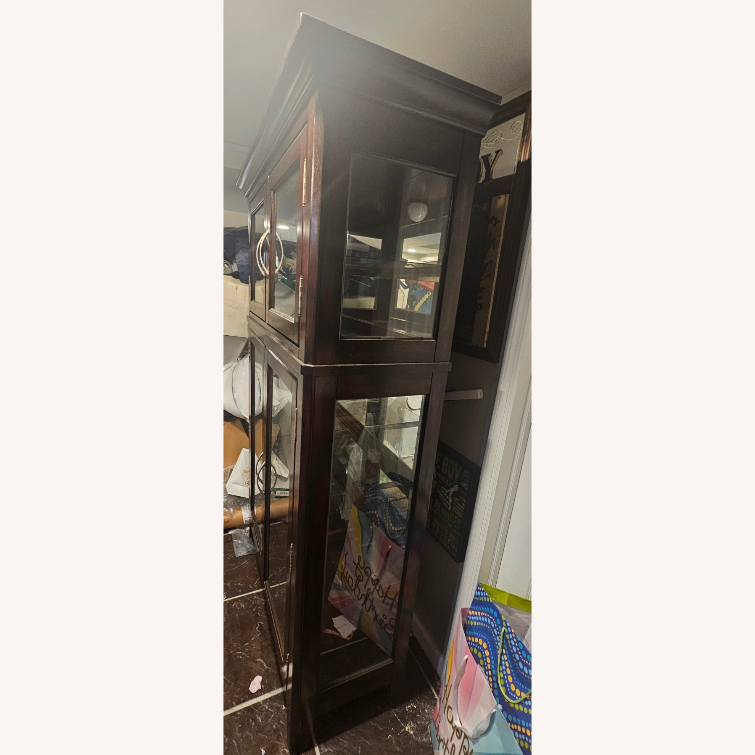 Dark Brown Wood Sideboard Display Cabinet - image-3
