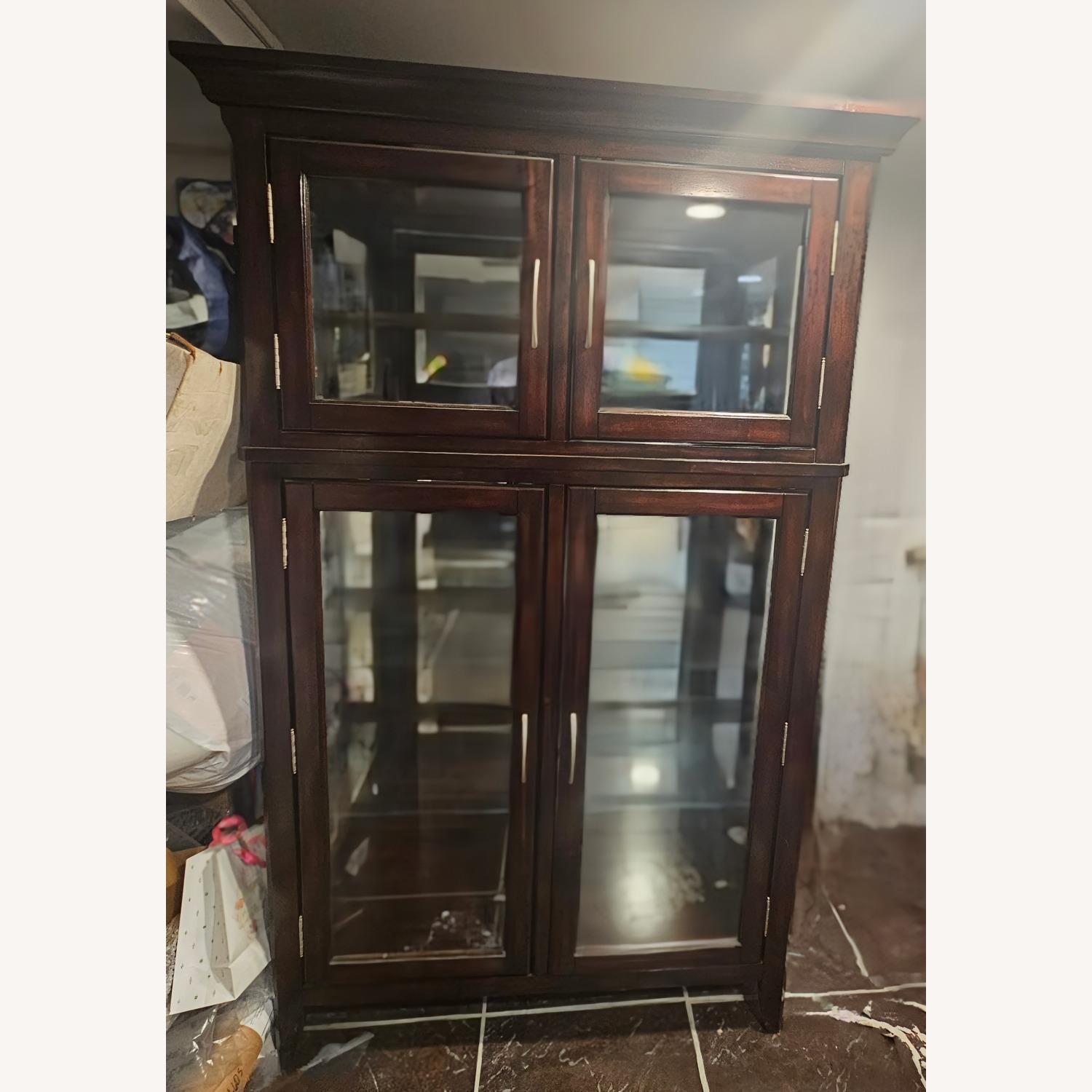 Dark Brown Wood Sideboard Display Cabinet - image-2