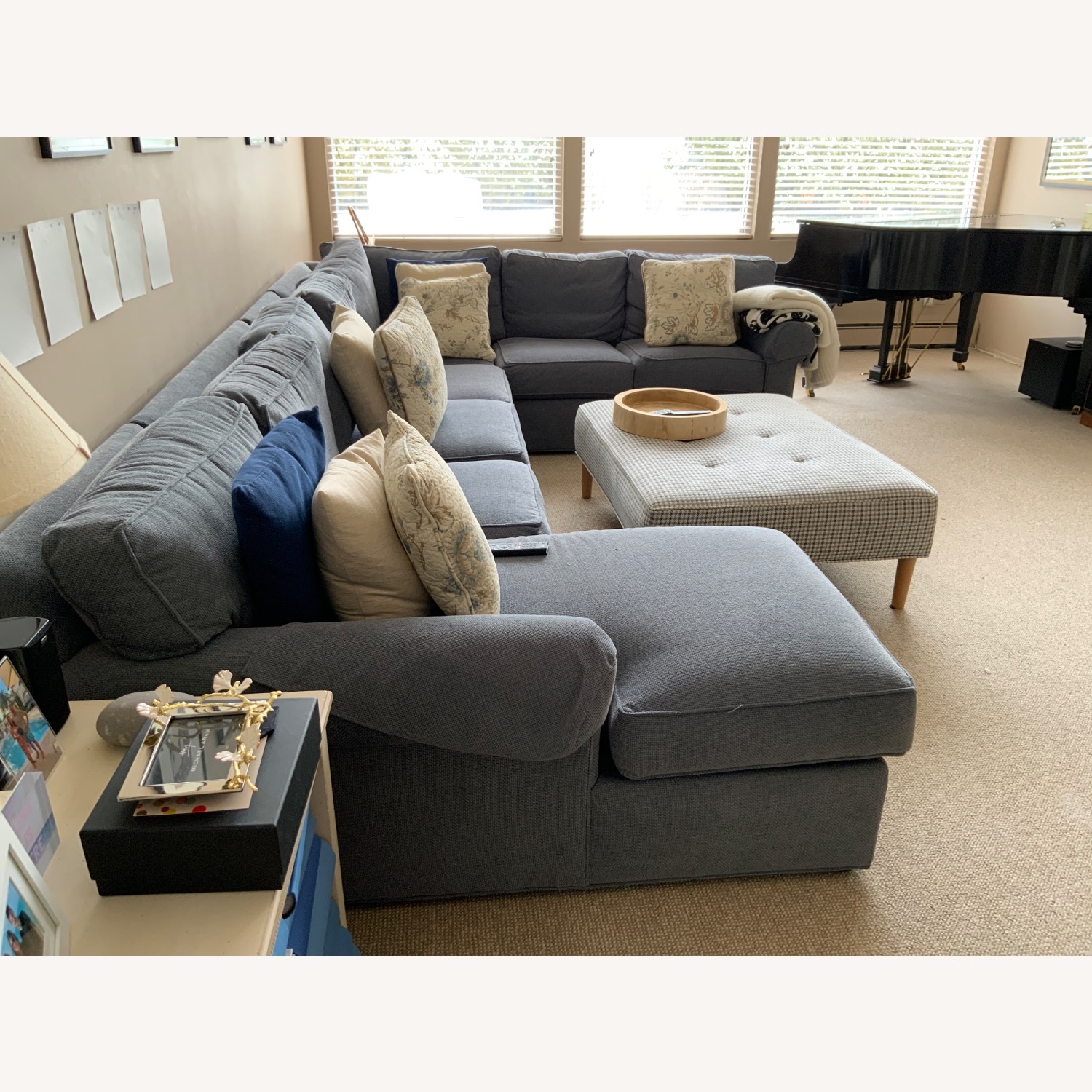 Ethan Allen Blue Fabric 3+ Piece Sectional - image-2