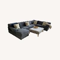Ethan Allen Blue Fabric 3+ Piece Sectional