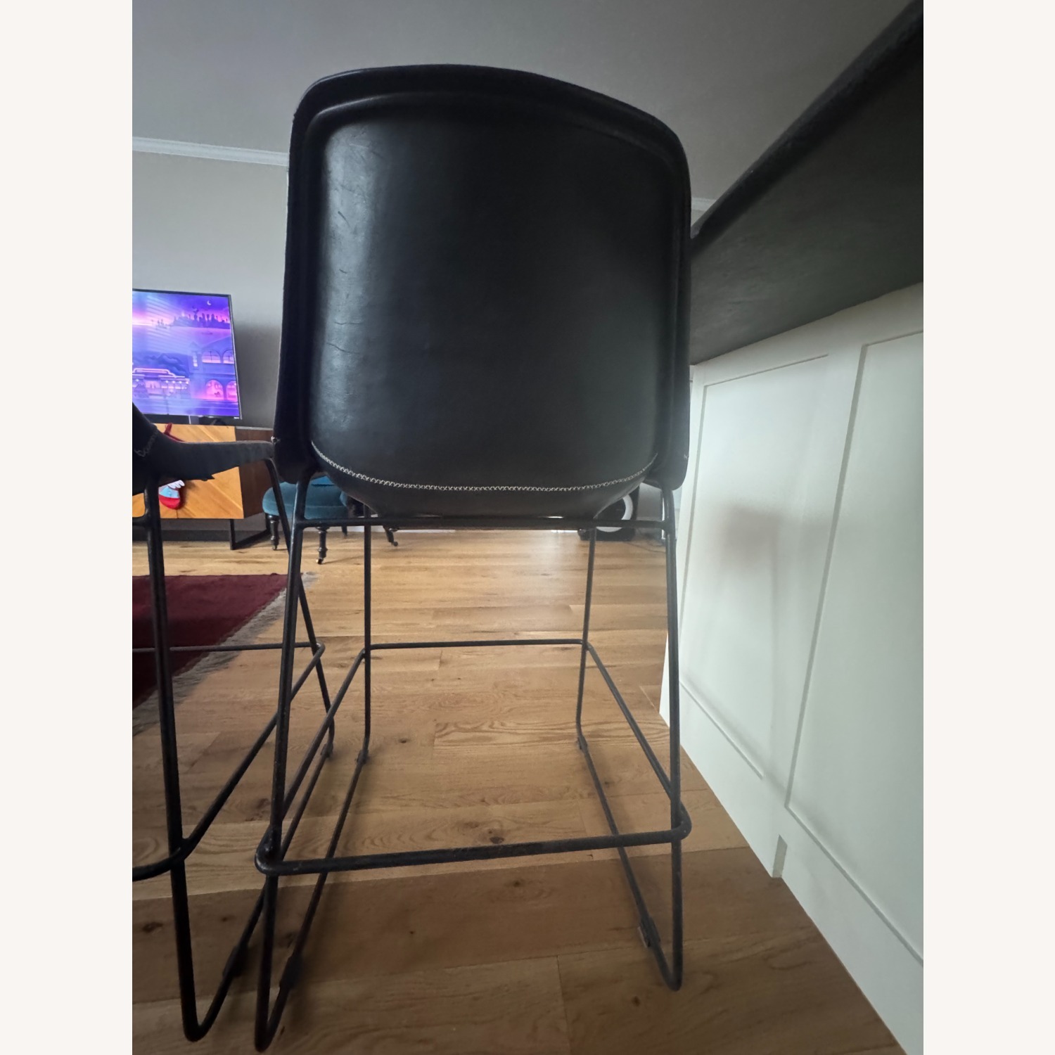 Vintage/Antique Sol Y Luna Black Leather Stools - image-5