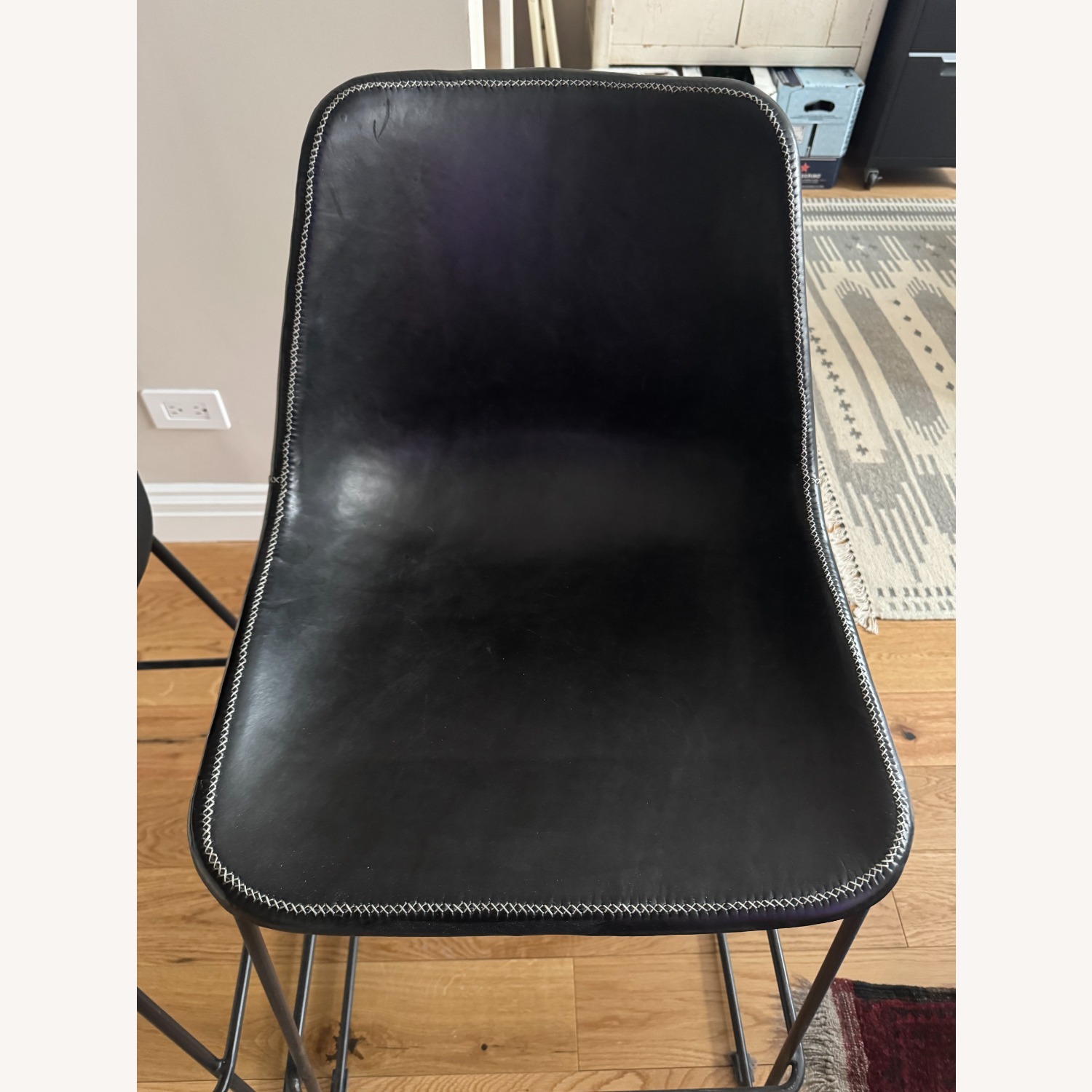 Vintage/Antique Sol Y Luna Black Leather Stools - image-3