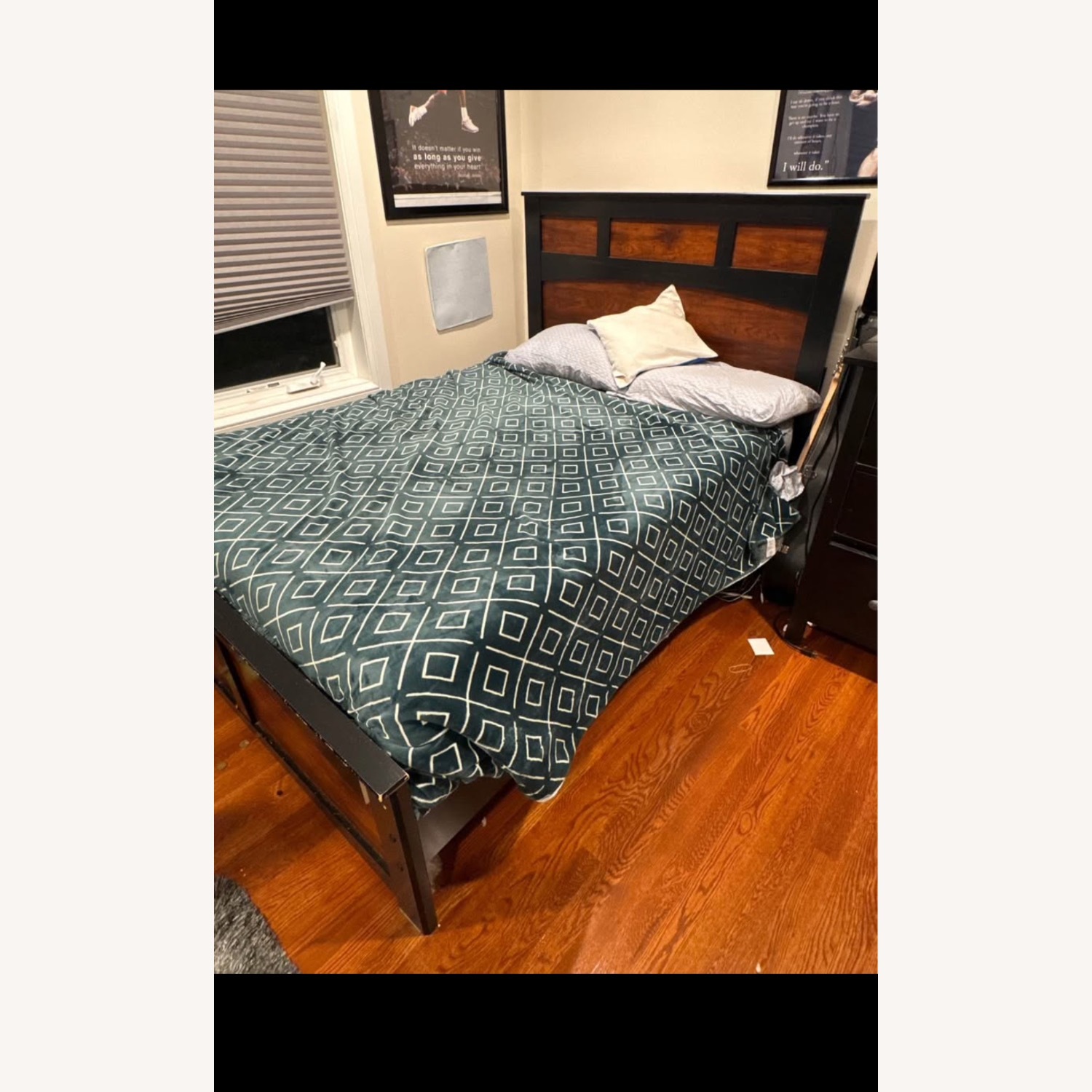 Dark Brown Black Finish Queen Bed - image-1