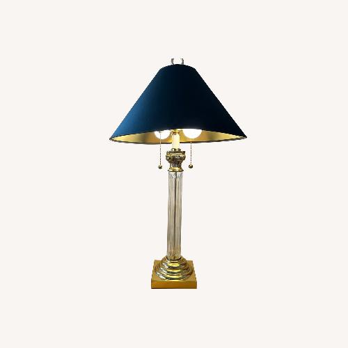Used  Vintage Brass & Crystal Table Lamp Set for sale on AptDeco