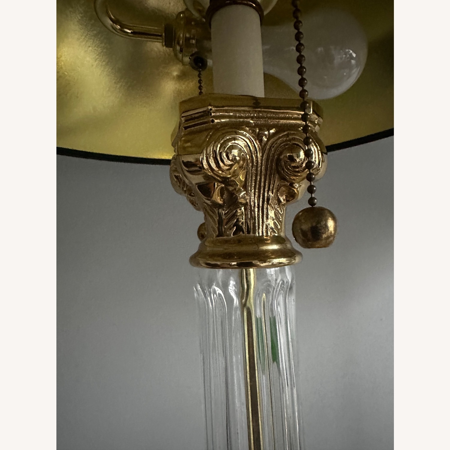  Vintage Brass & Crystal Table Lamp Set - image-7