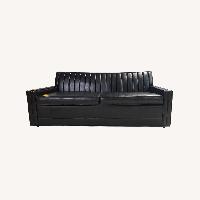Mid Century Black Leather Sleeper Sofa