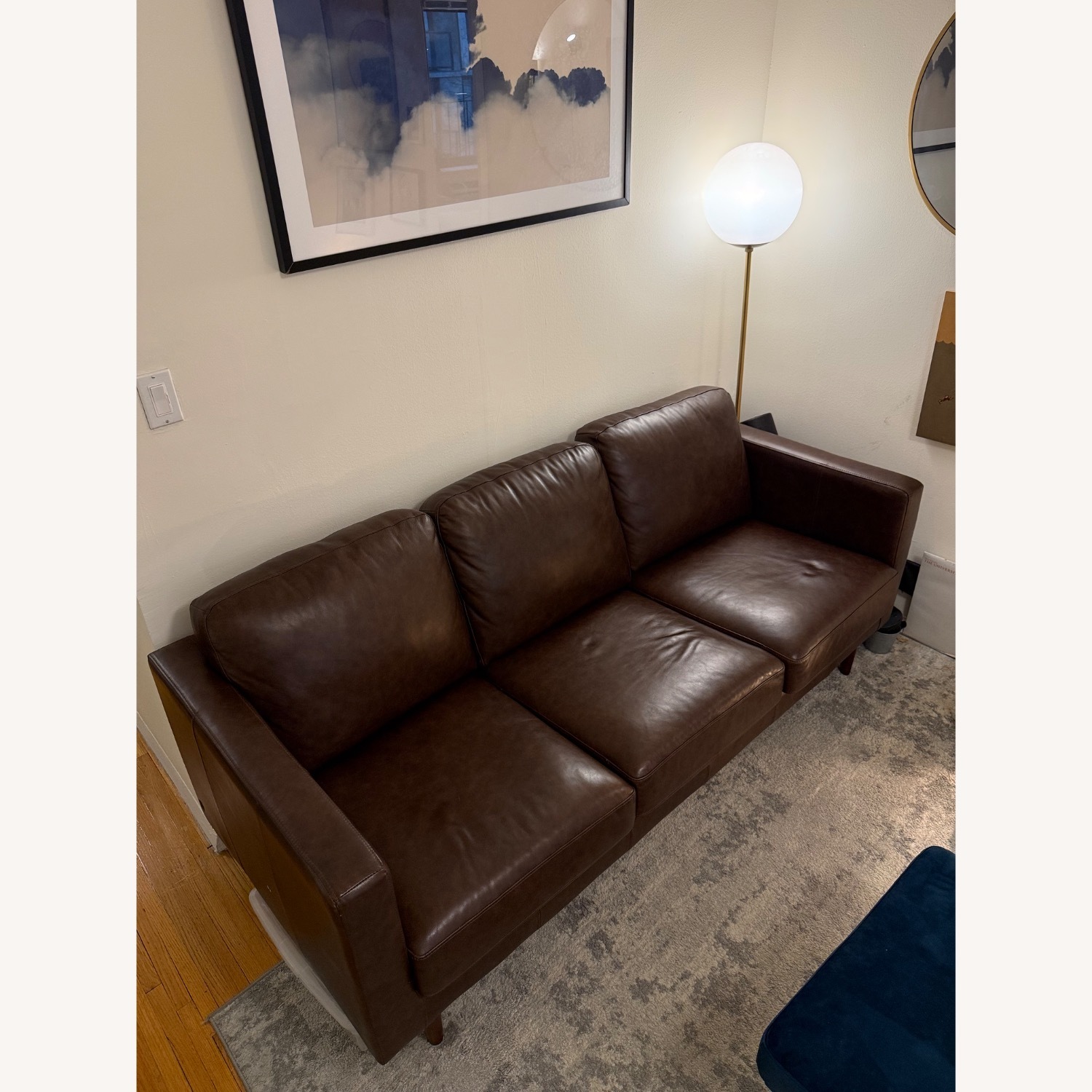 3 Seater Leather Brown Sofa - image-4