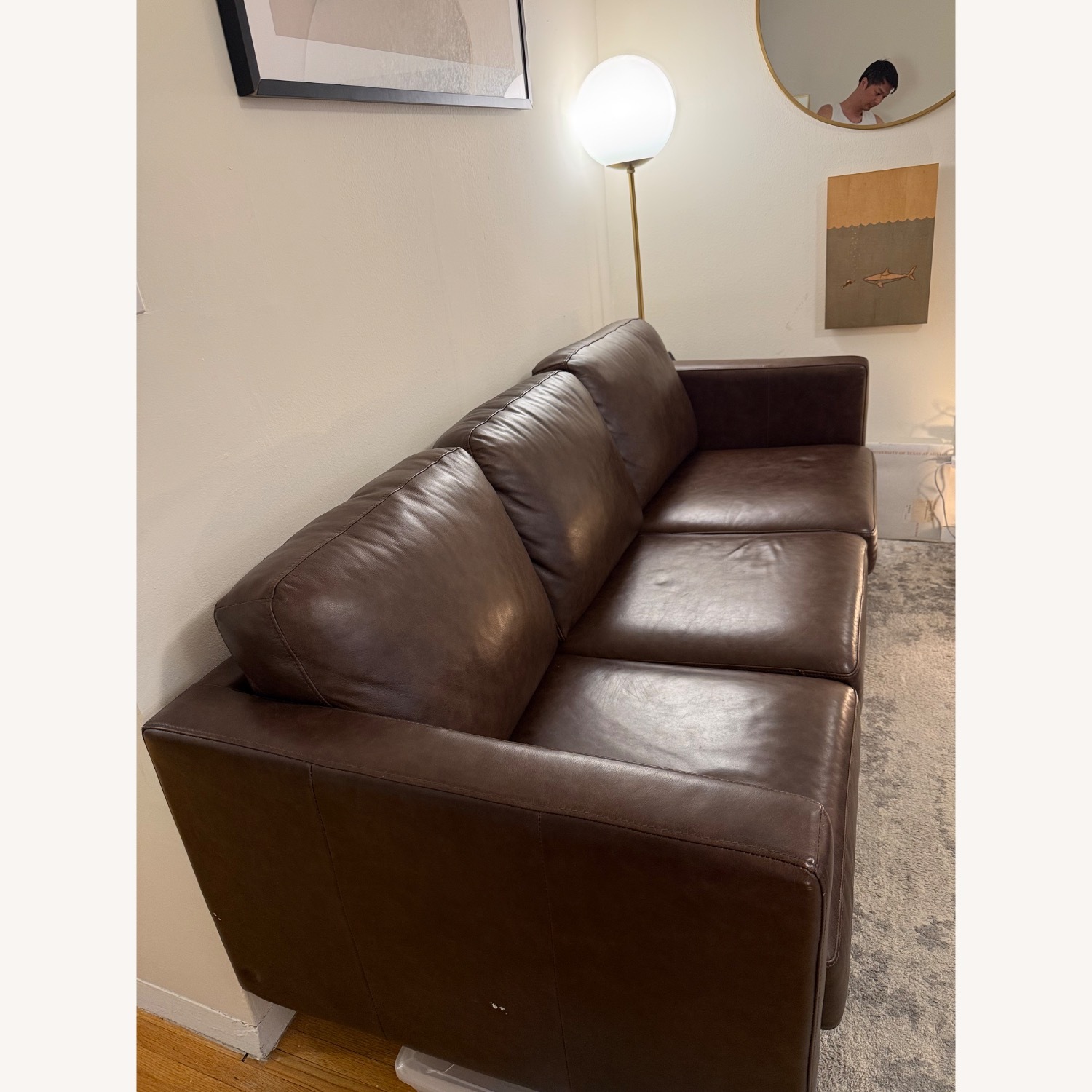 3 Seater Leather Brown Sofa - image-9