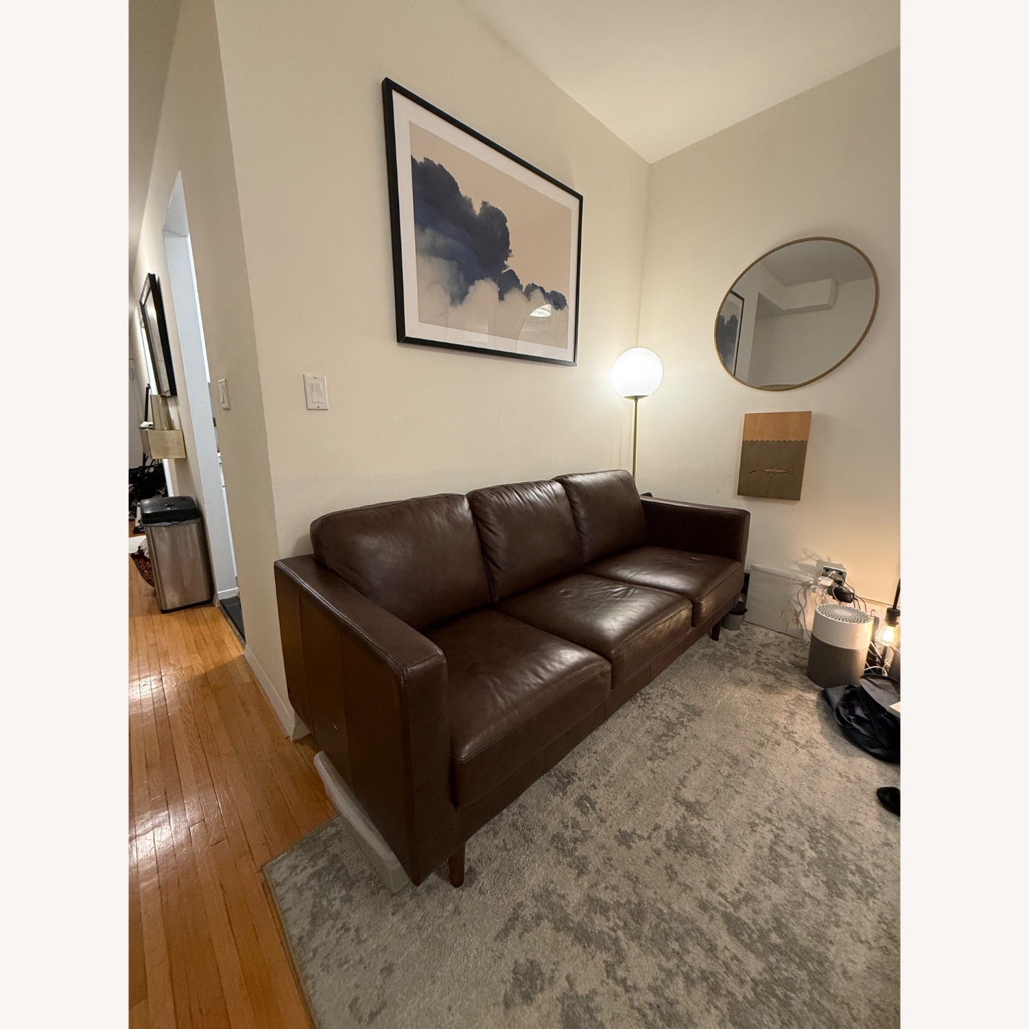 3 Seater Leather Brown Sofa - image-5