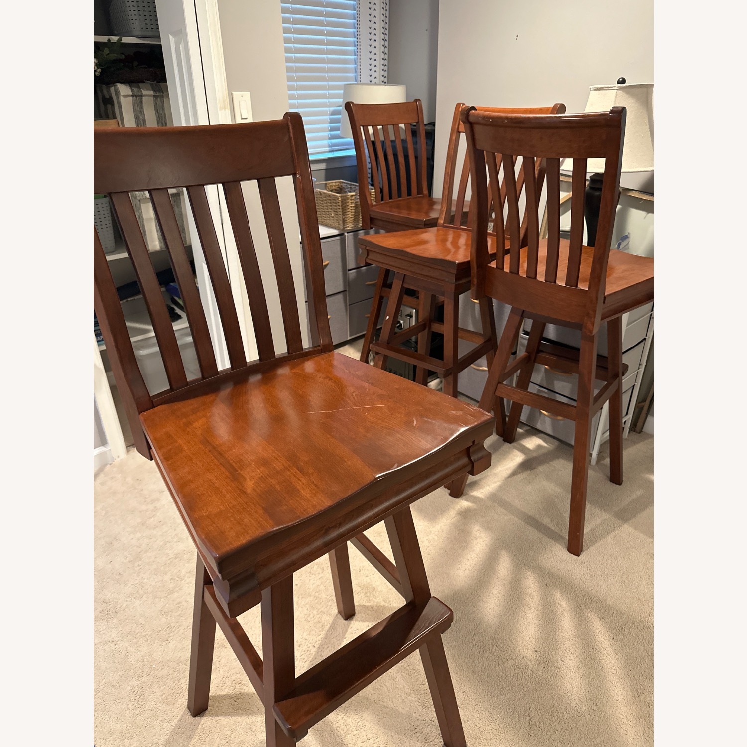 Hoosier Heirlooms Dark Brown Wood Stools - image-5