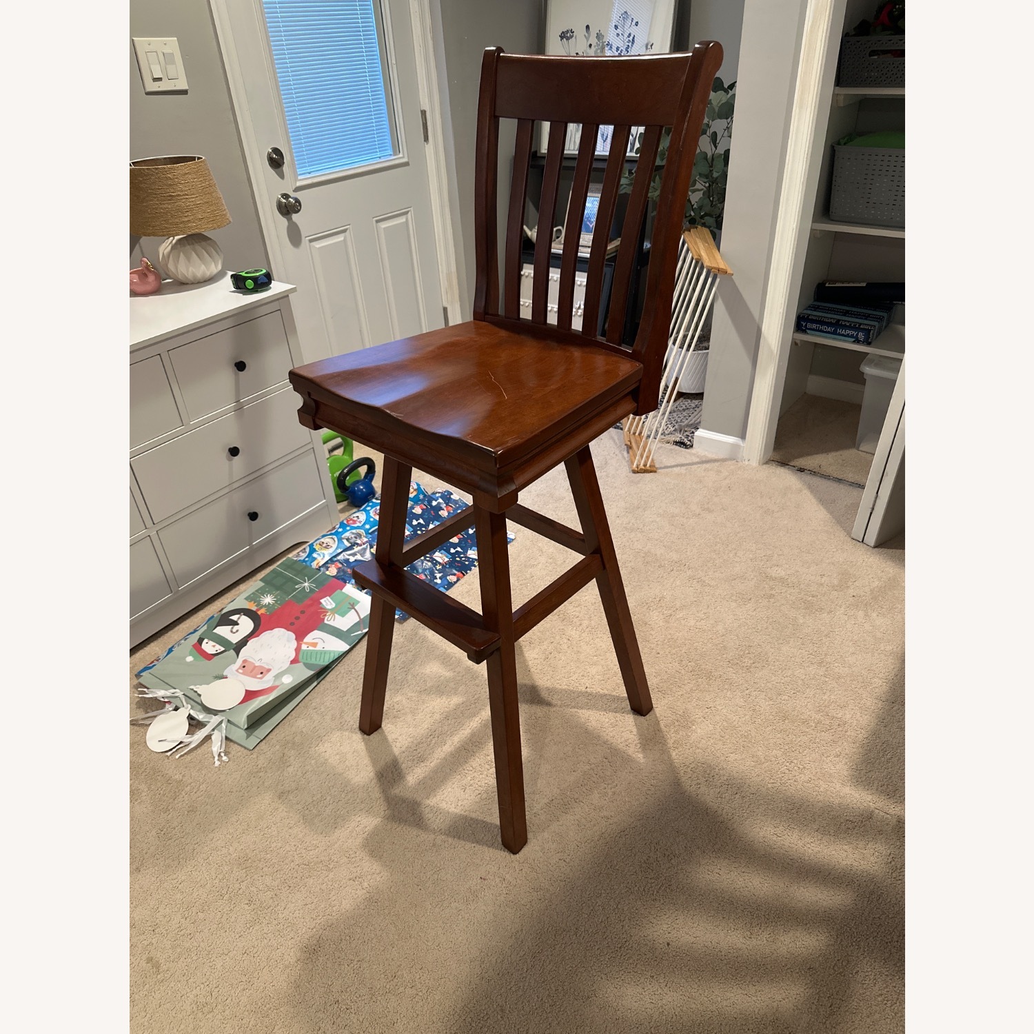 Hoosier Heirlooms Dark Brown Wood Stools - image-1