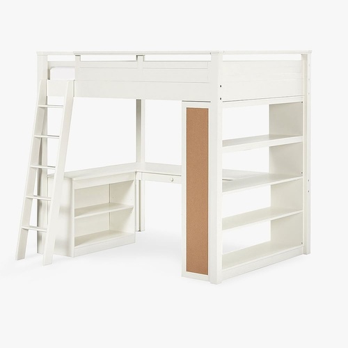 Used Pottery Barn Kids Sleep & Study® Loft White Wood Bunk Bed for sale on AptDeco