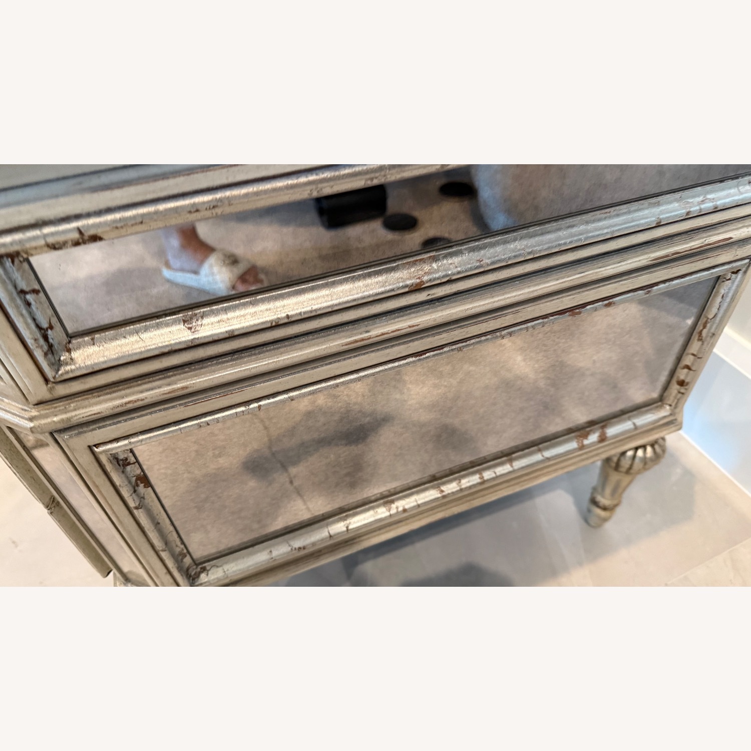 Horchow Dresden Gold Mirrored Glass Nightstands - image-7