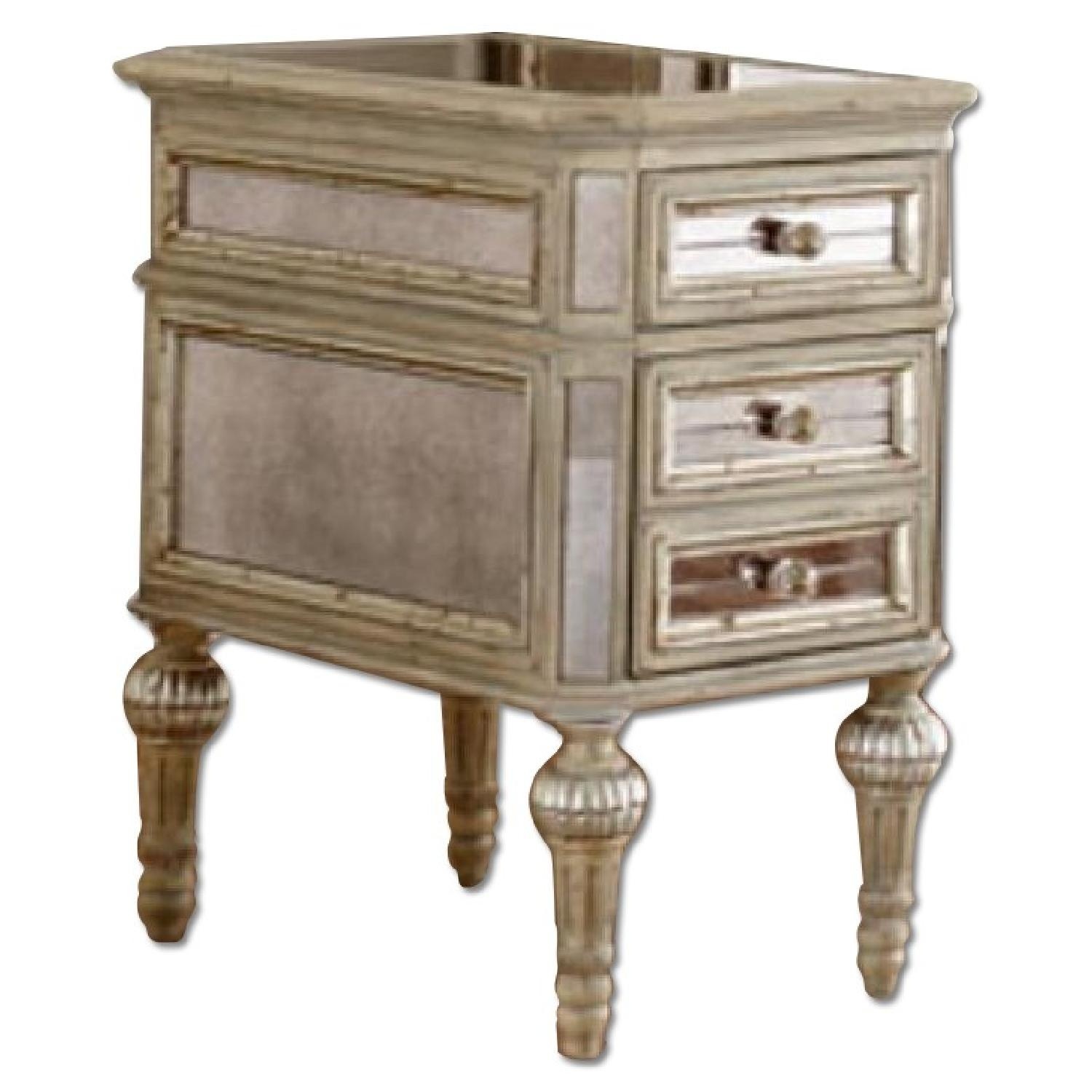 Horchow Dresden Gold Mirrored Glass Nightstands - image-13