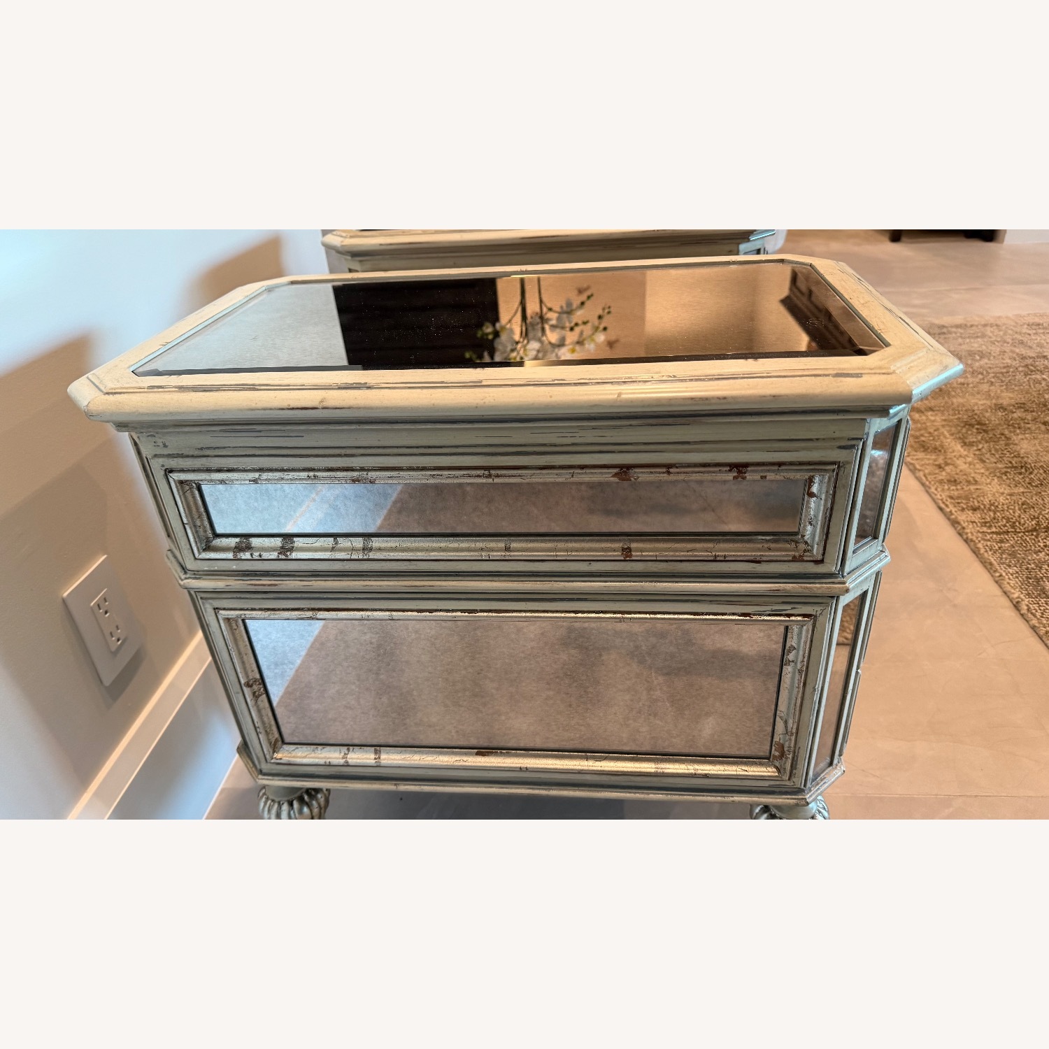 Horchow Dresden Gold Mirrored Glass Nightstands - image-5