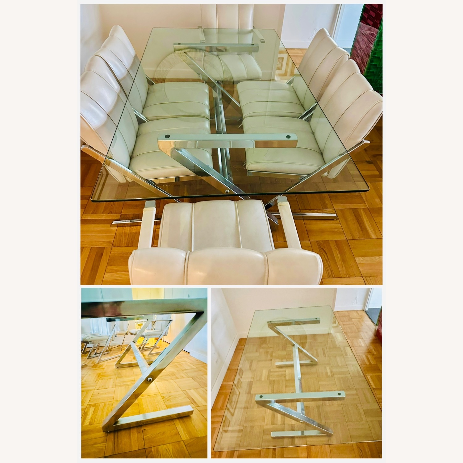 Mid Century Modern Z Chrome Glass Table - image-3