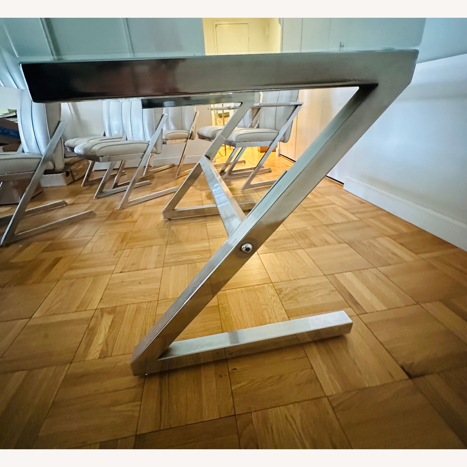Mid Century Modern Z Chrome Glass Table - image-2