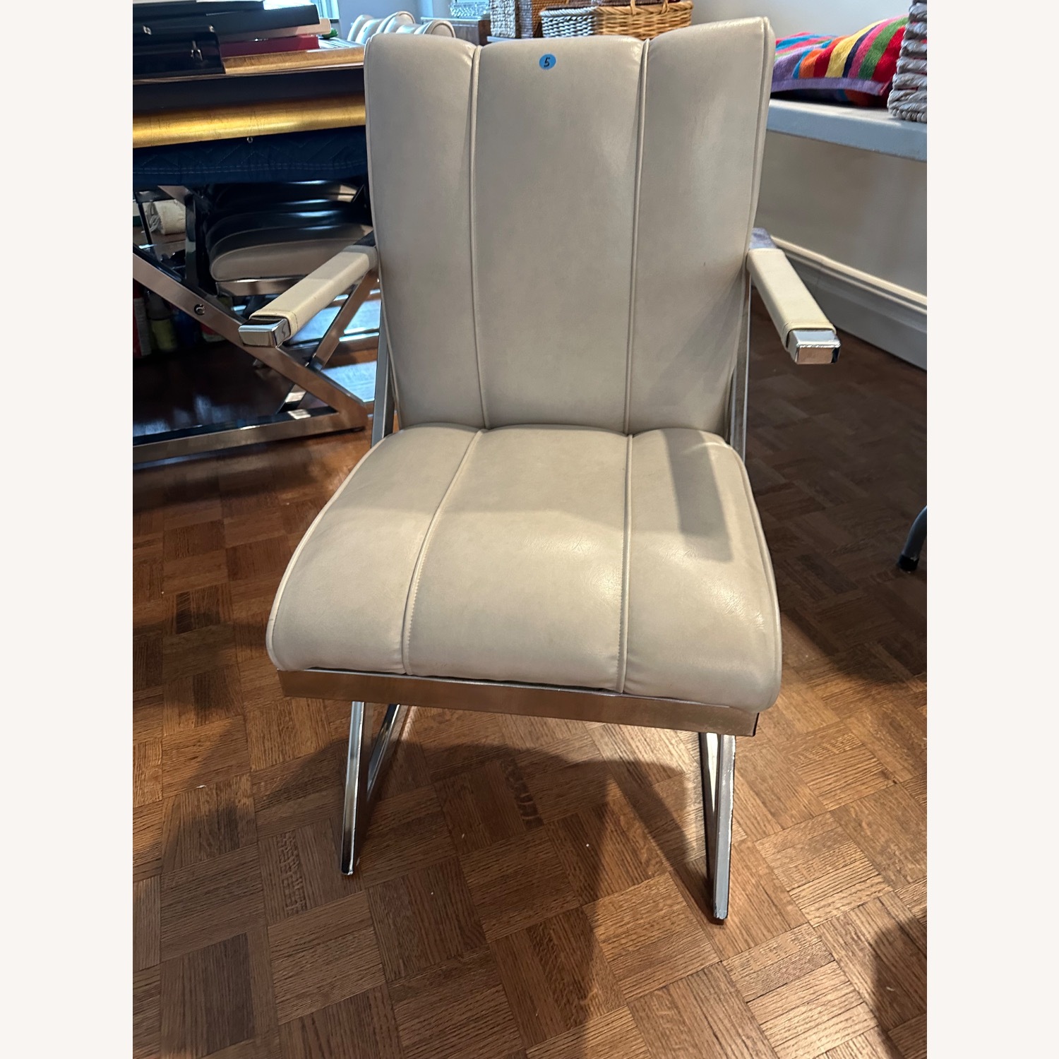 Natural Faux Leather Dining Chairs - image-6