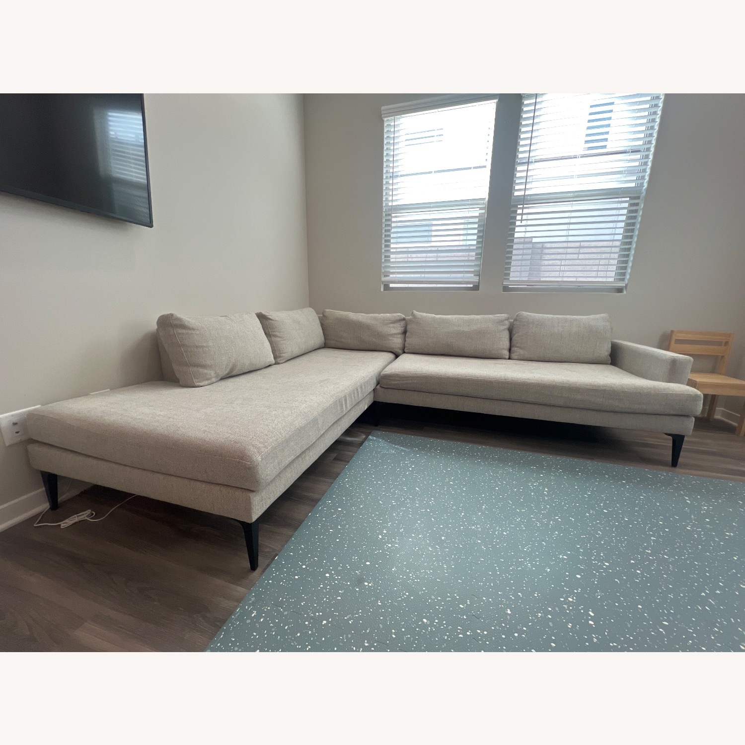 West Elm Light Gray Fabric 2 Piece Sectional - image-2