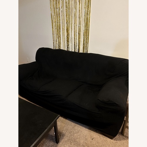 Used 100 Essentials Black Sofa Set (3 seater) with Couch Covers for sale on AptDeco