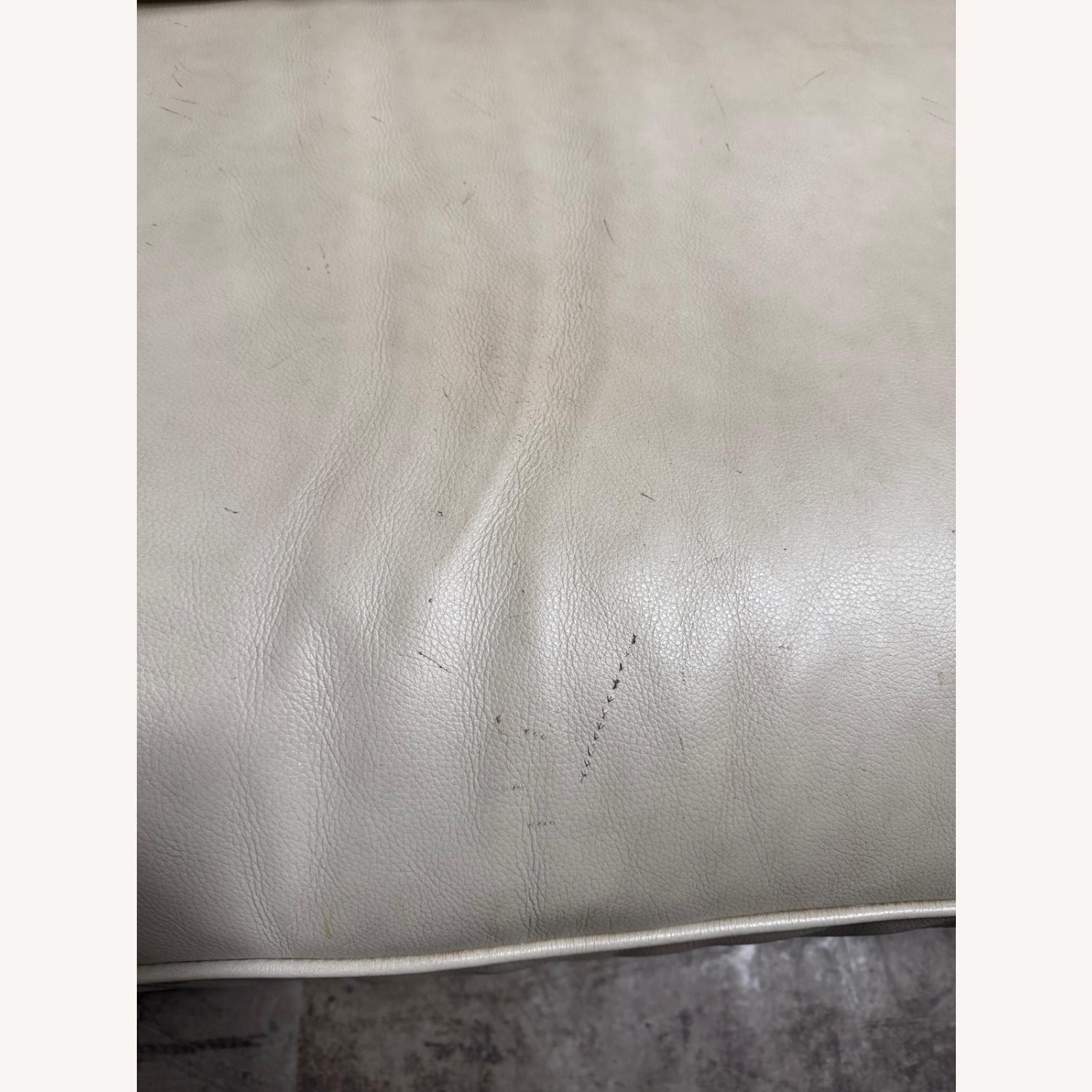 Light Gray Leather Loveseat & Storage Ottoman - image-3