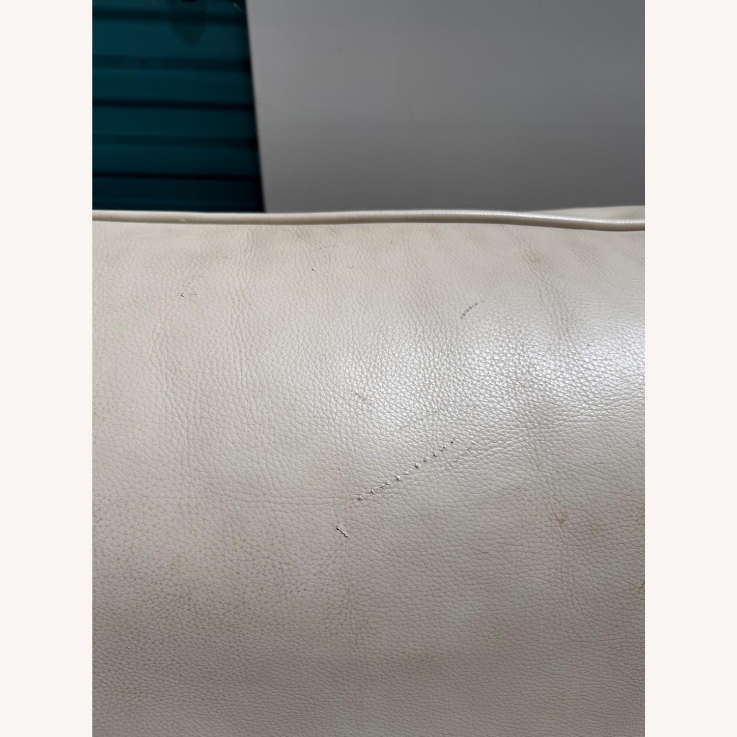 Light Gray Leather Loveseat & Storage Ottoman - image-4