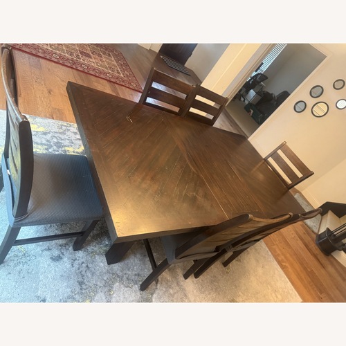 Used A&E Wood Designs Dark Brown Dining Set for sale on AptDeco