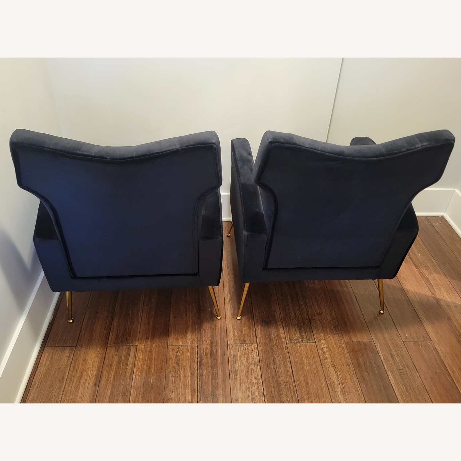 2 Black Velvet Armchairs - image-2