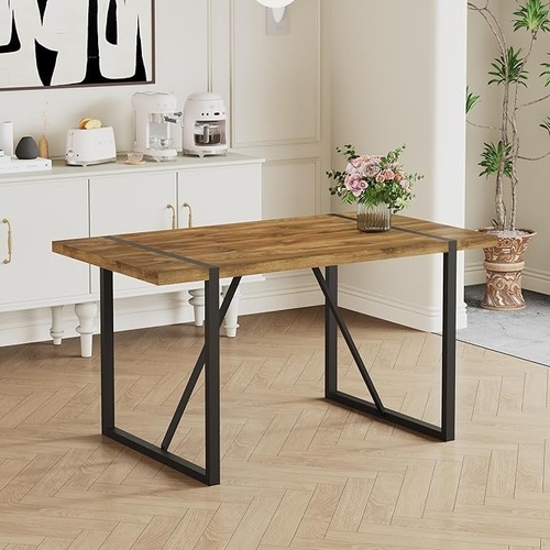 Used Safavieh Dining Table with Wood Top & Metal Base for sale on AptDeco